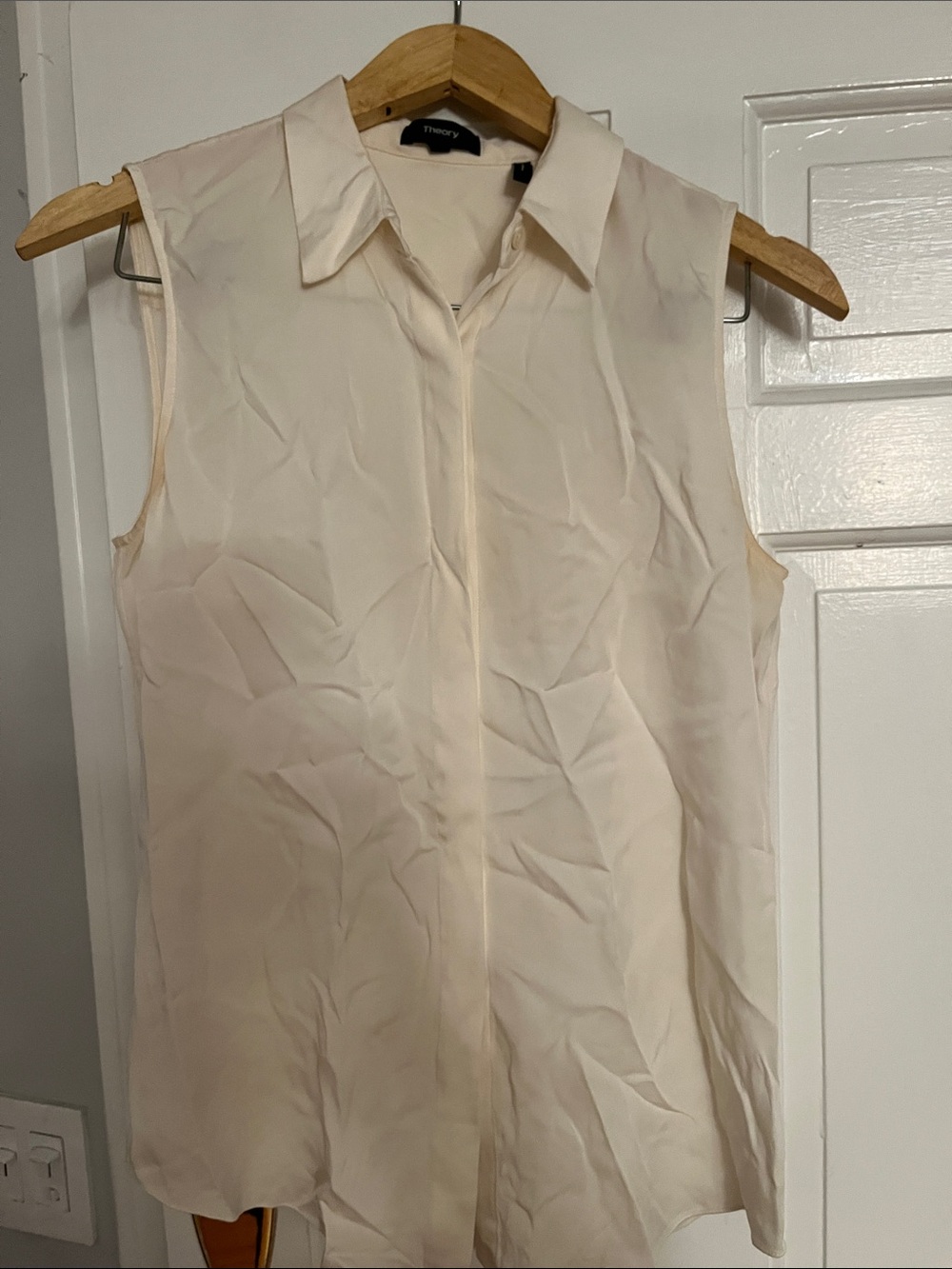 Theory Cream Sleeveless Collared Camisole